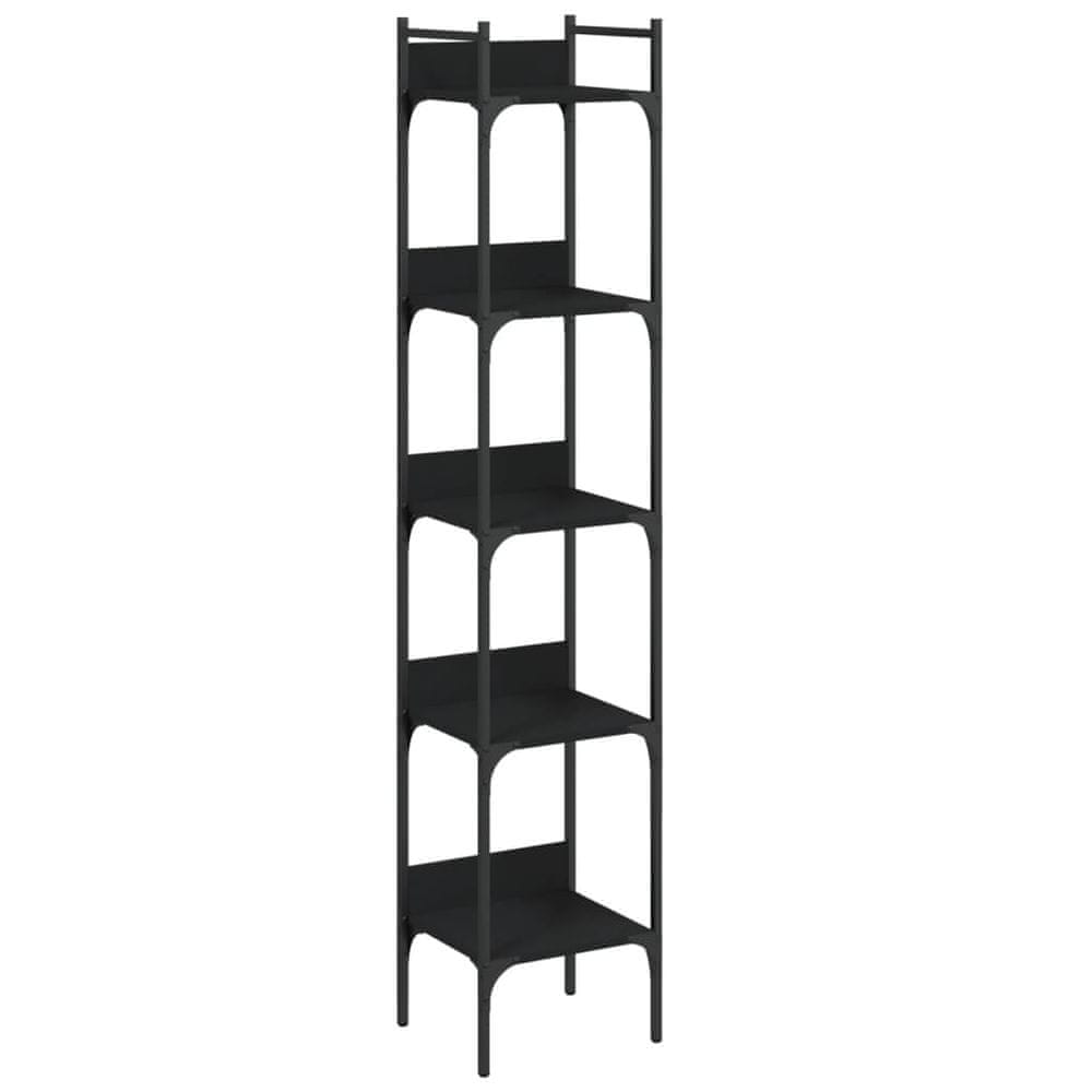 Vidaxl Knižnica 5-poschodová čierna 35x30x174 cm kompozitné drevo